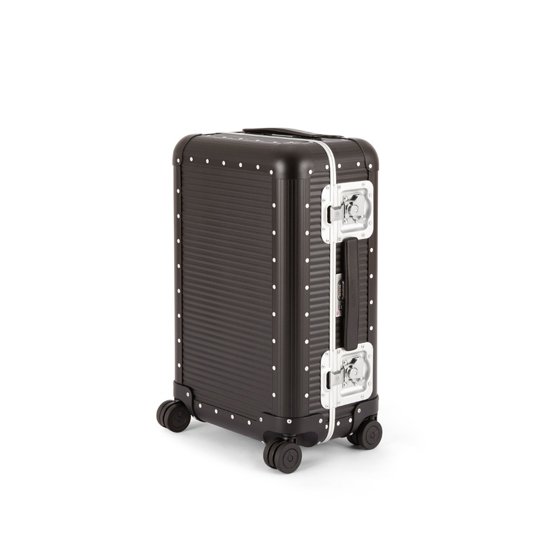 FPM MILANO Bank 30″- Made in Italy Aluminum & Leather Large Checked Luggage