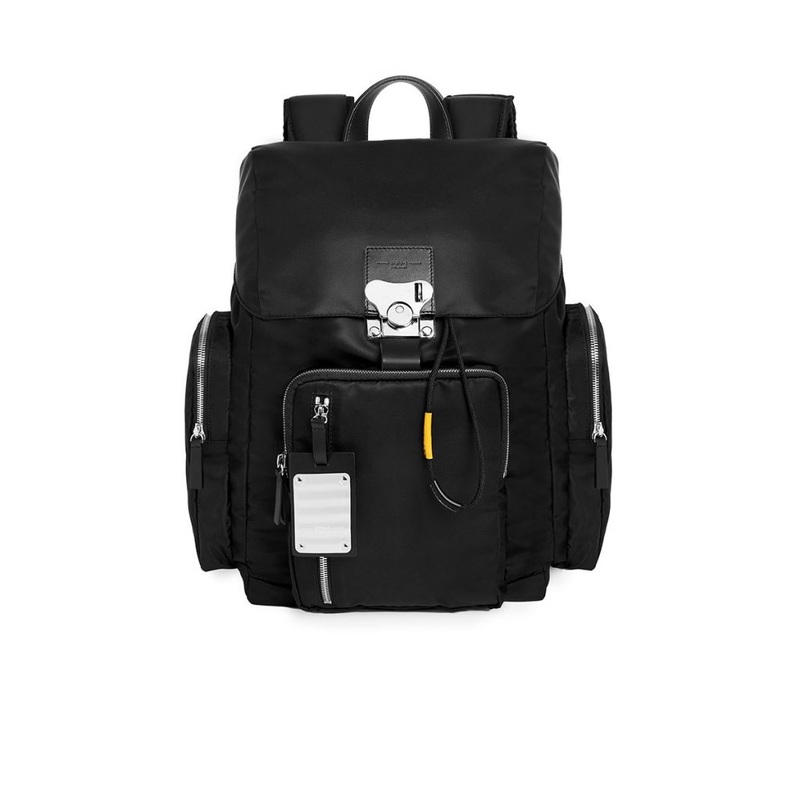 FPM MILANO Nylon Backpack M  Made in Italy with Econyl Medium Travel Backpack with Leather Trim