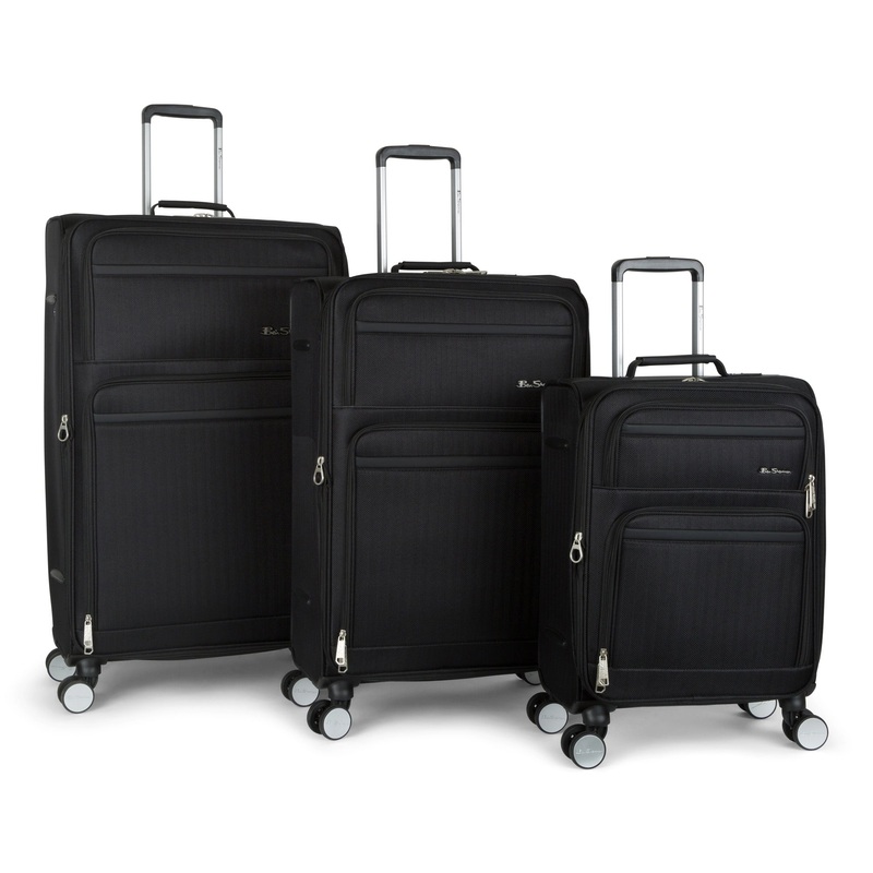 Ben Sherman Preston 3-Piece Set Nylon Softside Expandable Luggage with Spinner Wheels