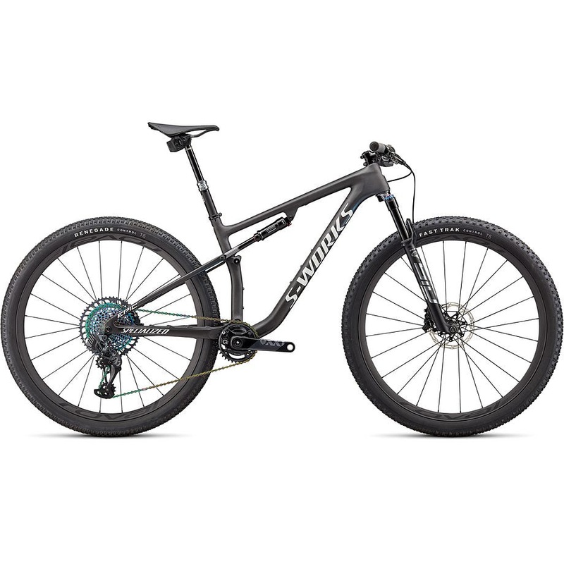 2022 Specialized epic S-Works bike satin carbon / color run blue murano pearl / gloss chrome foil logos l