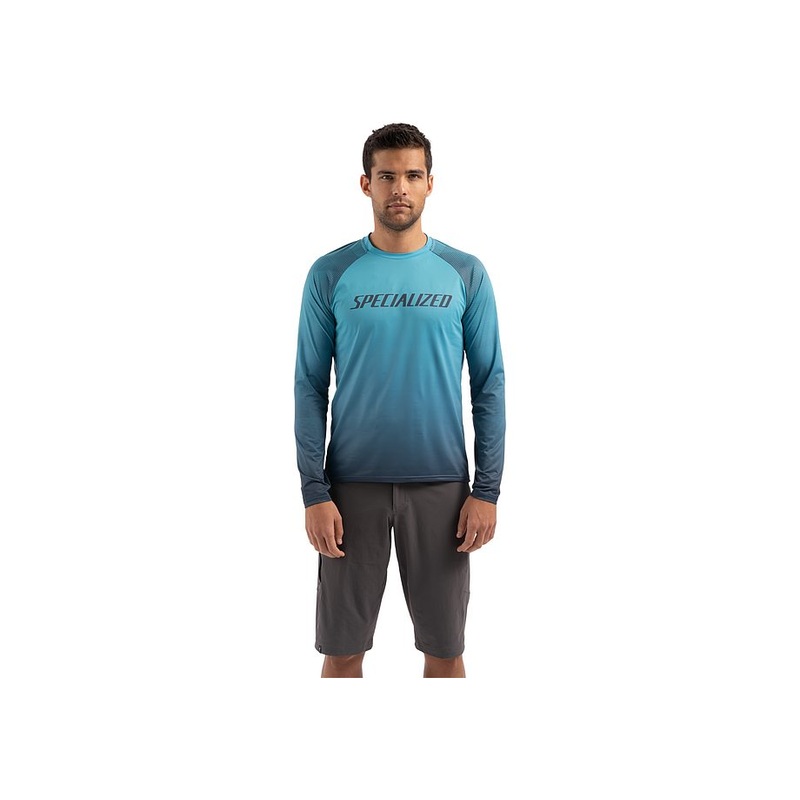Specialized enduro air jersey ls men aqua / cast blue refraction l