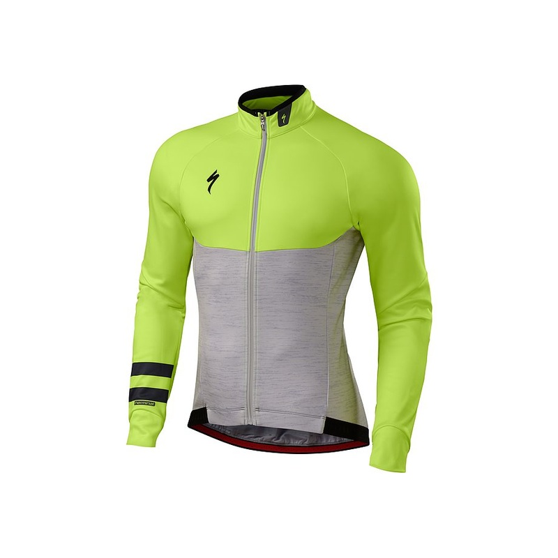 Specialized therminal jersey ls light grey heather/neon yellow l