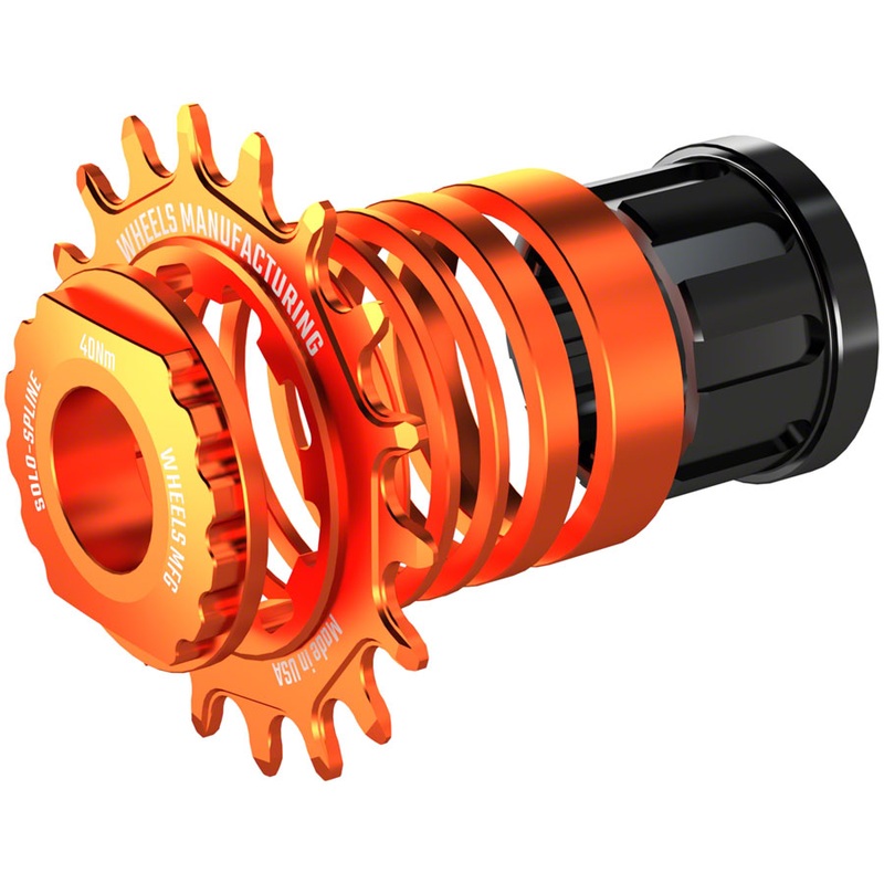 Wheels Manufacturing SOLO-SPLINE Micro Spline Single Speed Conversion Kit – 18t For Shimano Micro Spline Hub Bodies Orange