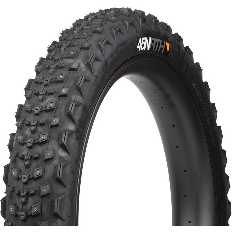 45NRTH Dillinger 4 Tire – 27.5 x 4.0 Tubeless Folding BLK 120 TPI 168 Large Concave Carbide Aluminum Studs
