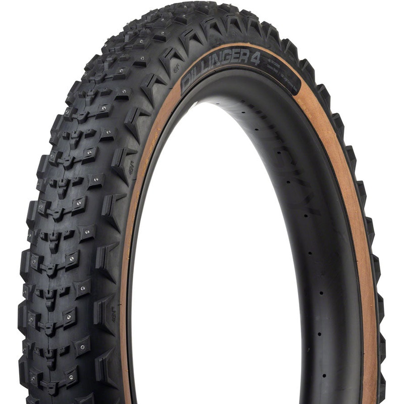 45NRTH Dillinger 4 Tire – 27.5 x 4.0 Tubeless Folding Tan 60 TPI 168 Large Concave Carbide Aluminum Studs