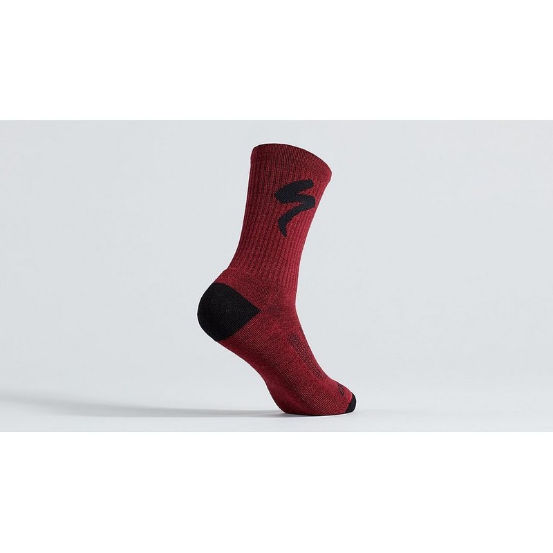 Specialized merino midweight tall logo sock maroon m