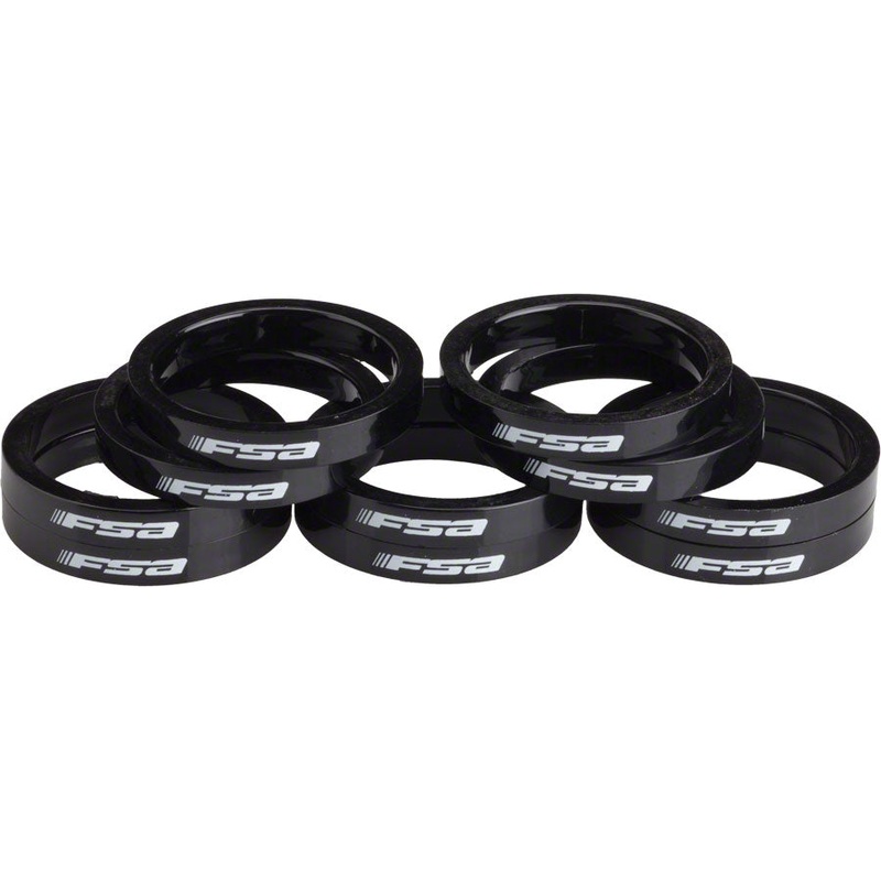 FSA Polycarbonate Headset Spacers 1 1/8″ x 5mm 10 pcs Black
